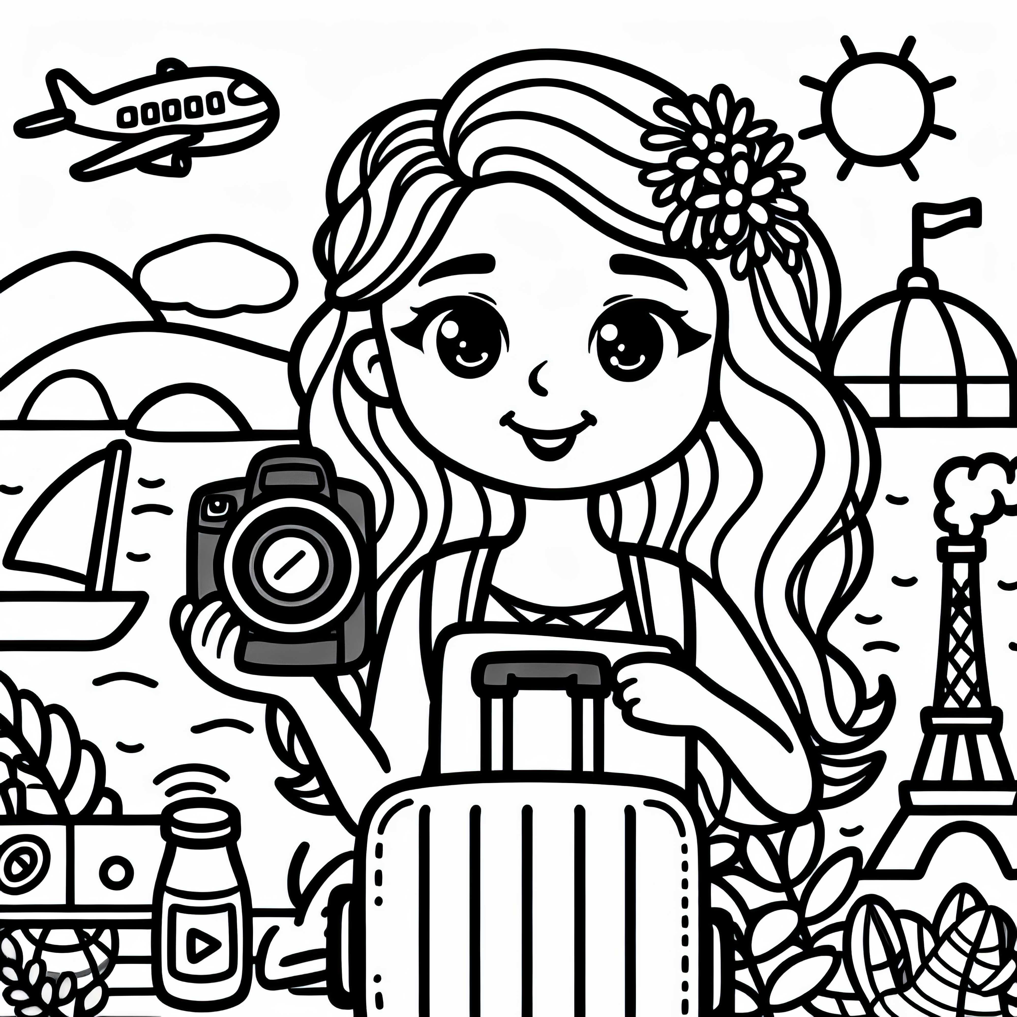 YouTuberが旅行中にブログ - 無料の塗り絵