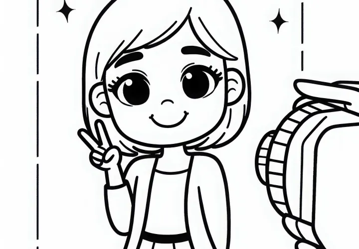 Influencerin posiert für Fotos auf Instagram – Malvorlage kostenlos