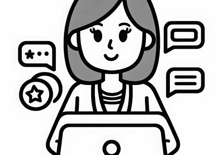 Influencerin beantwortet Kommentare von Followern – Ausmalbild kostenlos