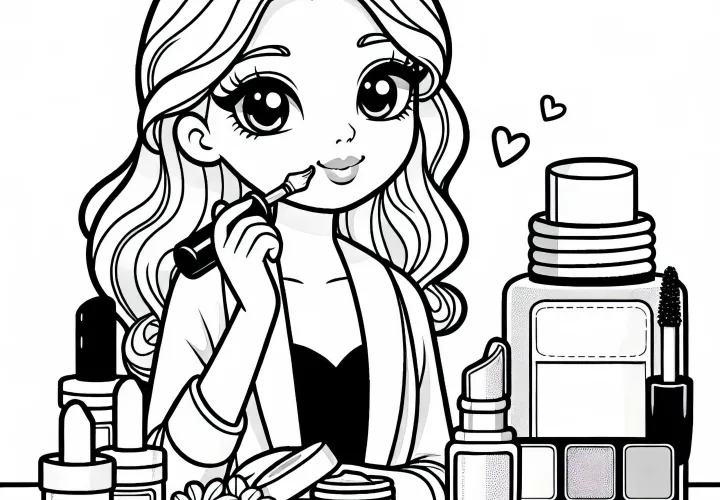 Influencerin testet Beauty Produkt - Malvorlage kostenlos