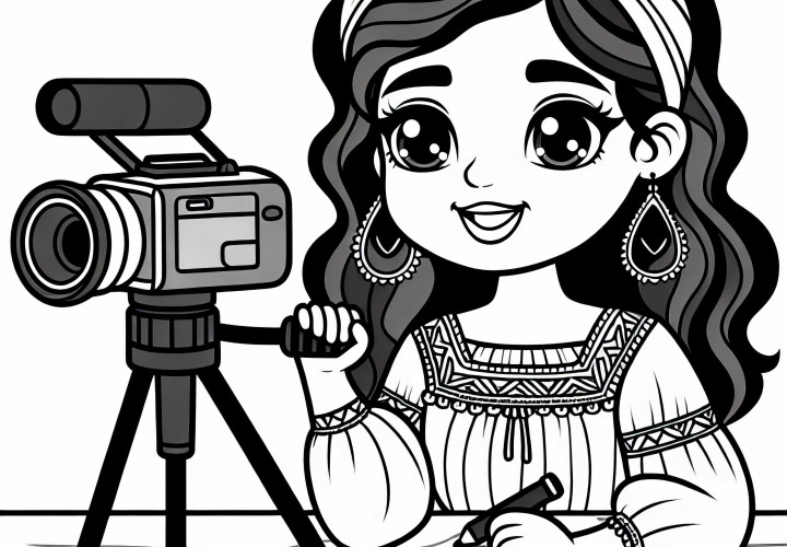 Influencerin dreht Video – Ausmalbild kostenlos Influencerin dreht Video – Ausmalbild kostenlos