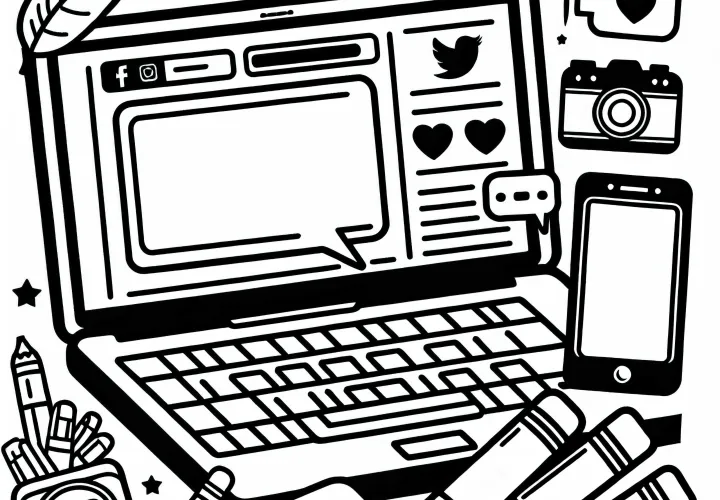 Laptop für Influencer - Malvorlage Kostenlos