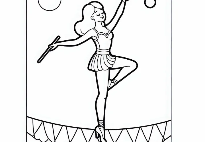 Zirkusartistin Farvelægning Skabelon Gratis