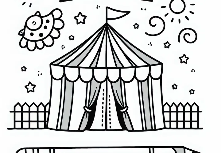 Circustelt udefra – Malebillede for begyndere – Gratis download