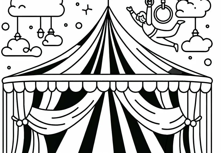 Circus telt farvelægningsbillede gratis