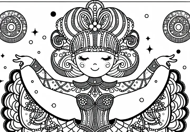 Kostume med glimmer til cirkusartister – Malebog gratis