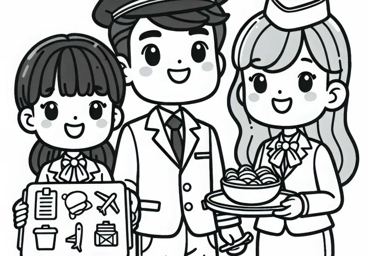 Flugbegleiter Malvorlage kostenlos zum Ausdrucken und Online Ausmalen