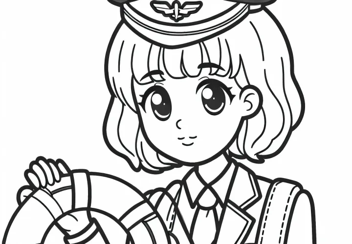 Flugbegleiter erklärt Sicherheitsmaßnahmen Malvorlage kostenlos herunterladen