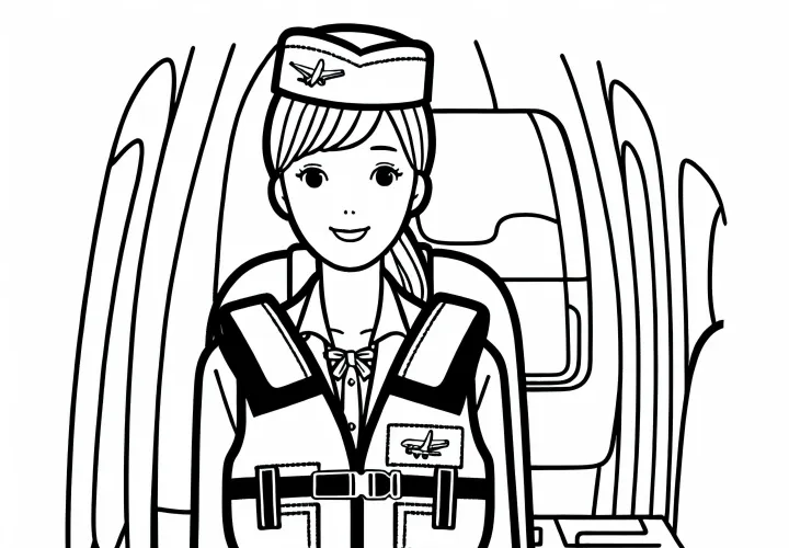 Schwimmweste für Sicherheitsdemonstrationen im Flugzeug – Ausmalbild kostenlos