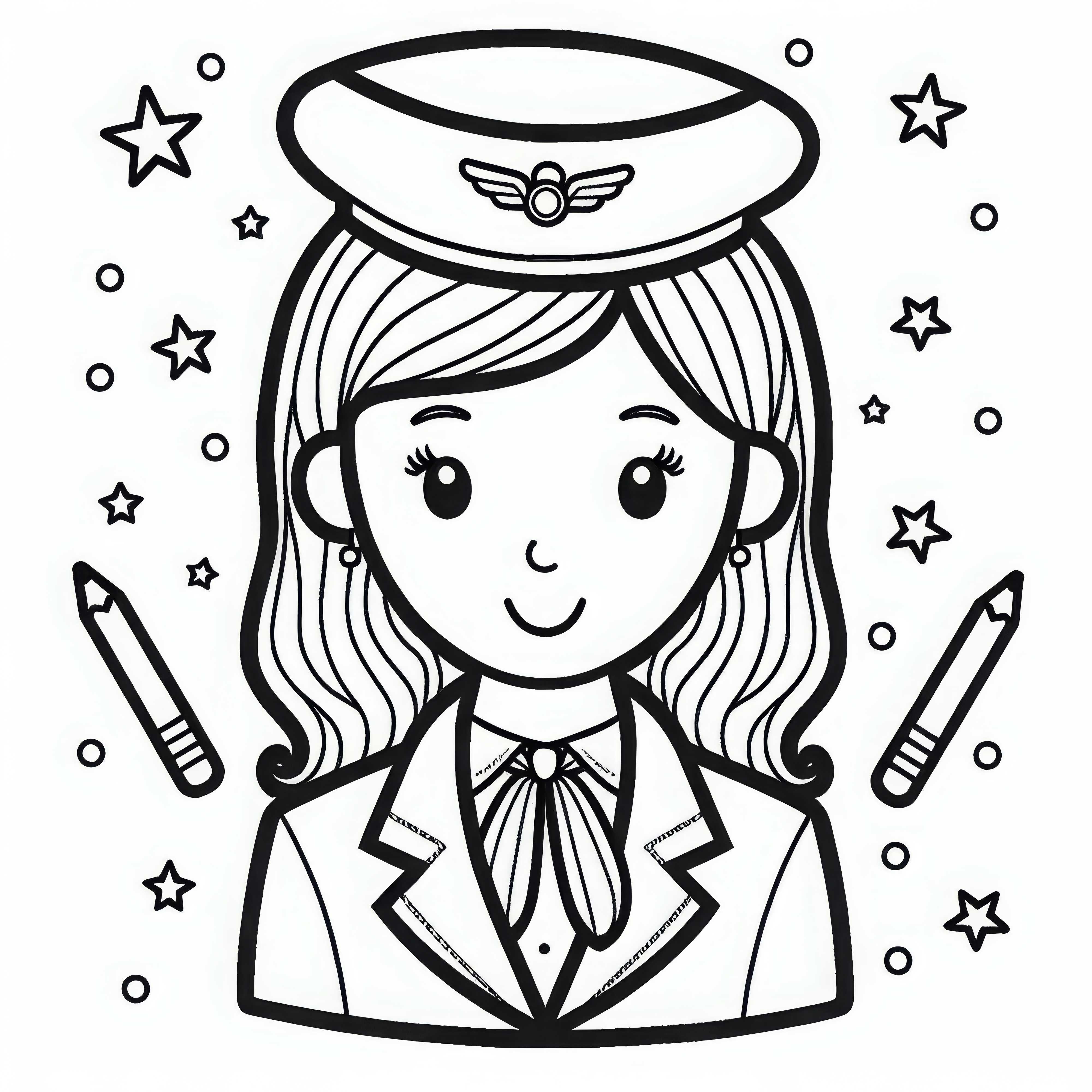 Kolorowanka stewardessy w mundurze z chustą – Do pobrania za darmo