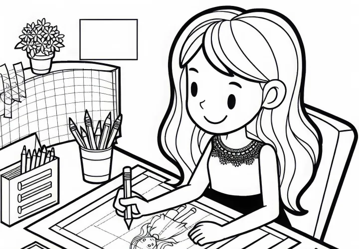 Designerin Malvorlage Gratis: Kreatives Ausmalbild für junge Künstler