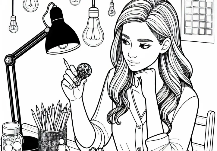 Designerin baut Miniaturmodell einer Idee – Malvorlage kostenlos