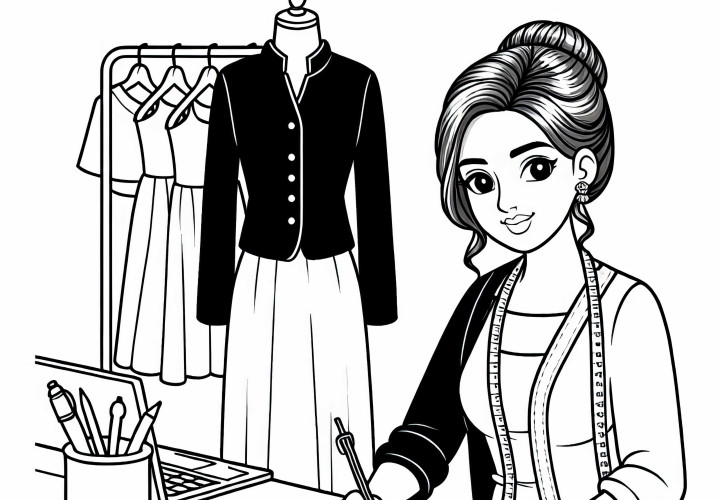 Free Coloring Page of Fashion Designer