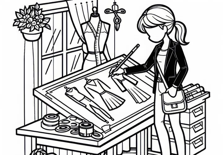 Mode designer farvelægningsark enkelt gratis