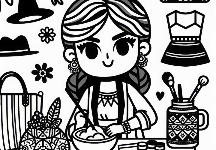 Fashion designer works on accessories – Coloring page for download Fashion designer works on accessories – Coloring page for download