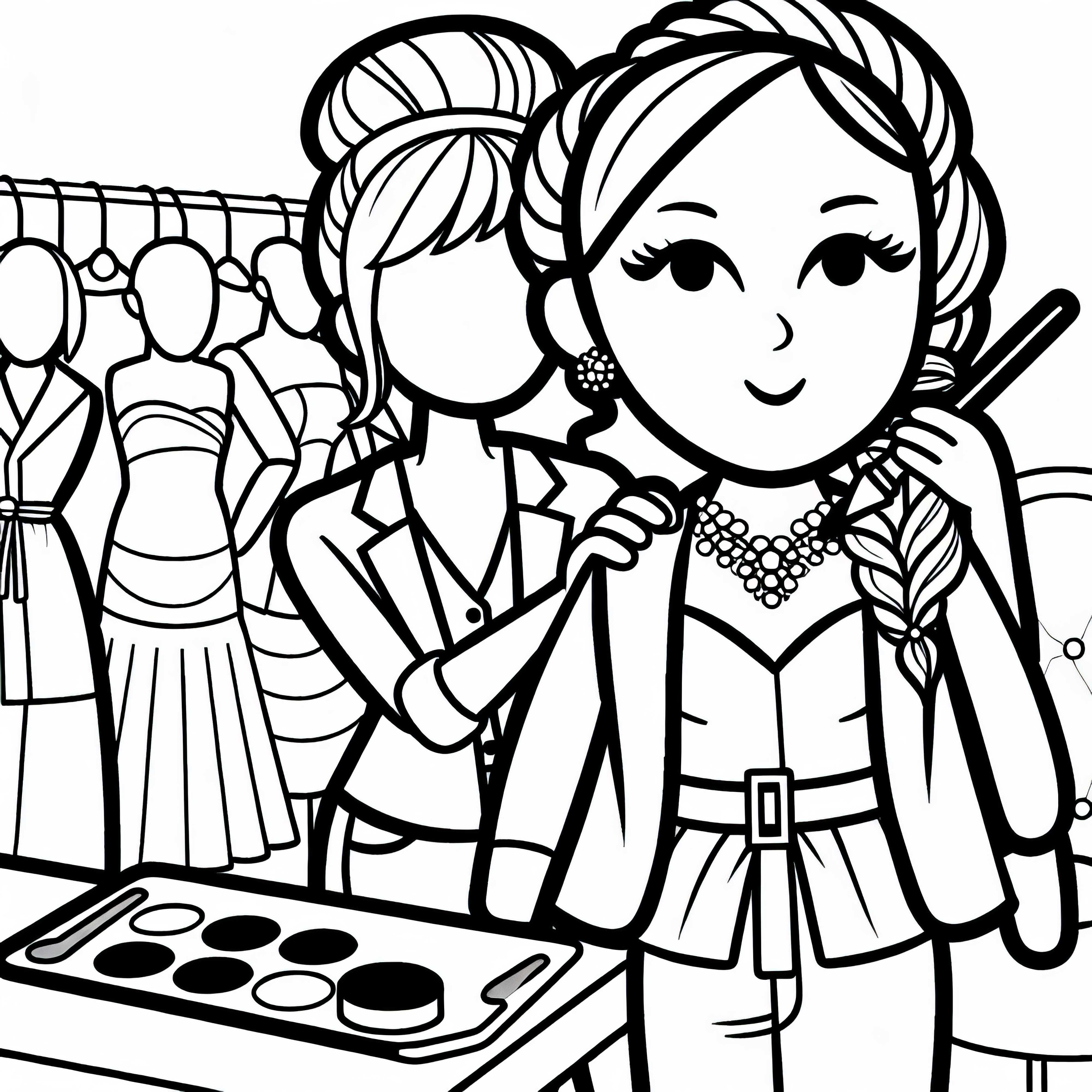 Fashion designer at a fashion show behind the scenes - free coloring page