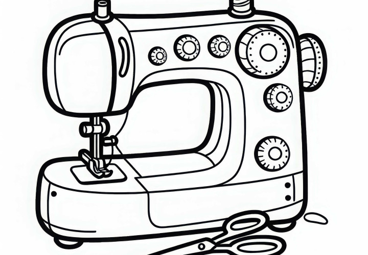 Free coloring page of a fashion designer's sewing machine