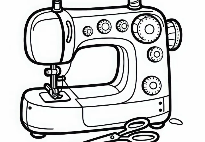 Gratis farvelægning af en modedesigners symaskine