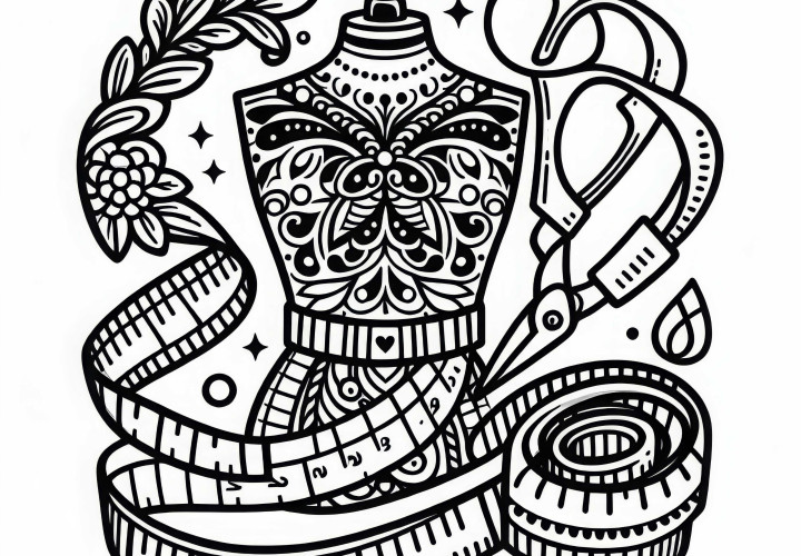 Coloring template of a fashion designer with measuring tape - Simple and Free Coloring template of a fashion designer with measuring tape - Simple and Free