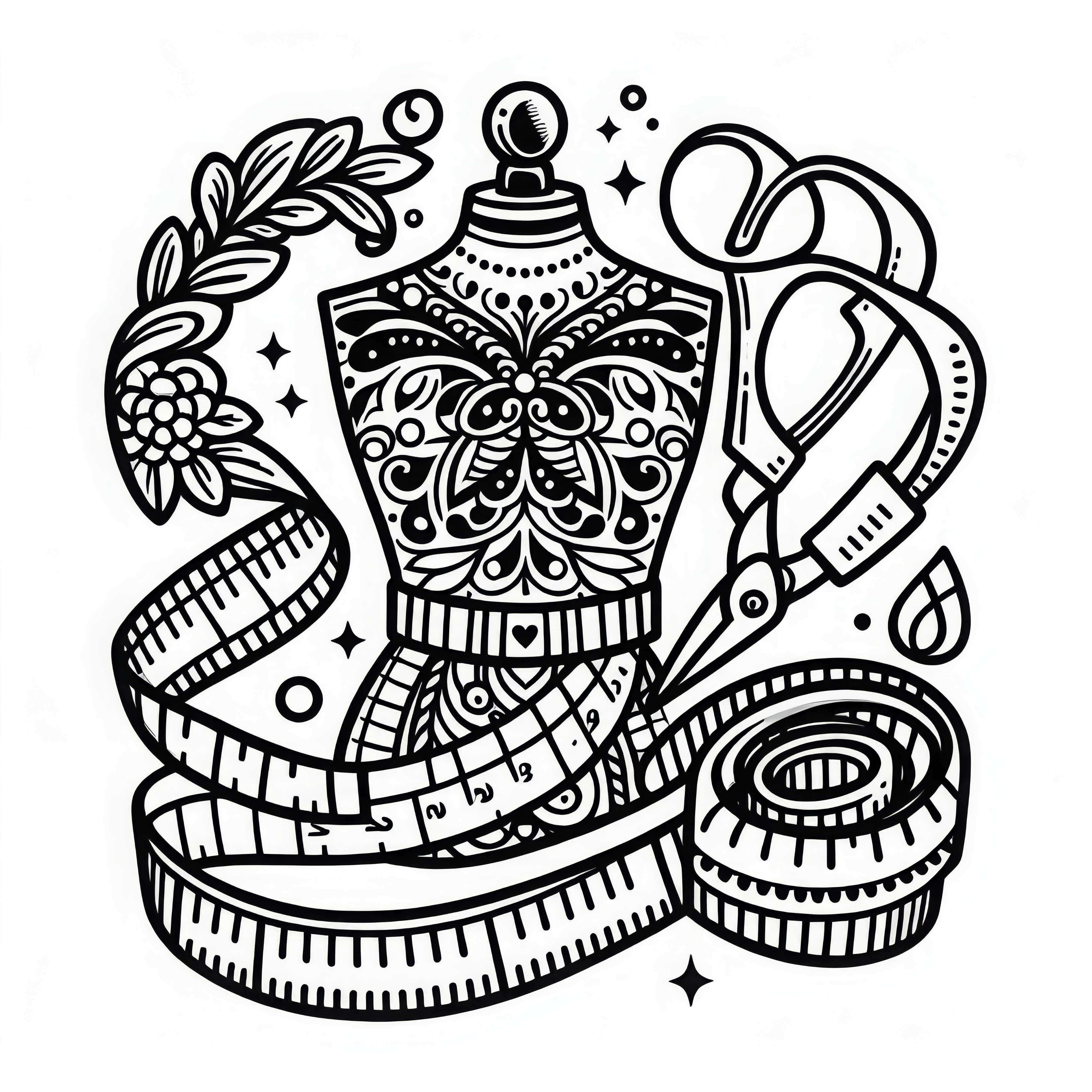 Coloring template of a fashion designer with measuring tape - Simple and free