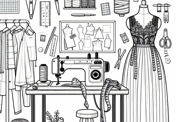 Atelier af en modedesigner – Malebillede gratis