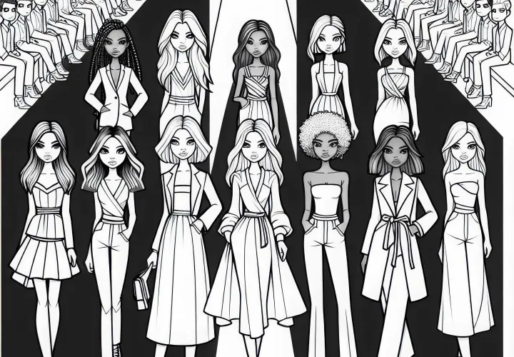 Løbebane med modeller som farvelægningsbillede gratis