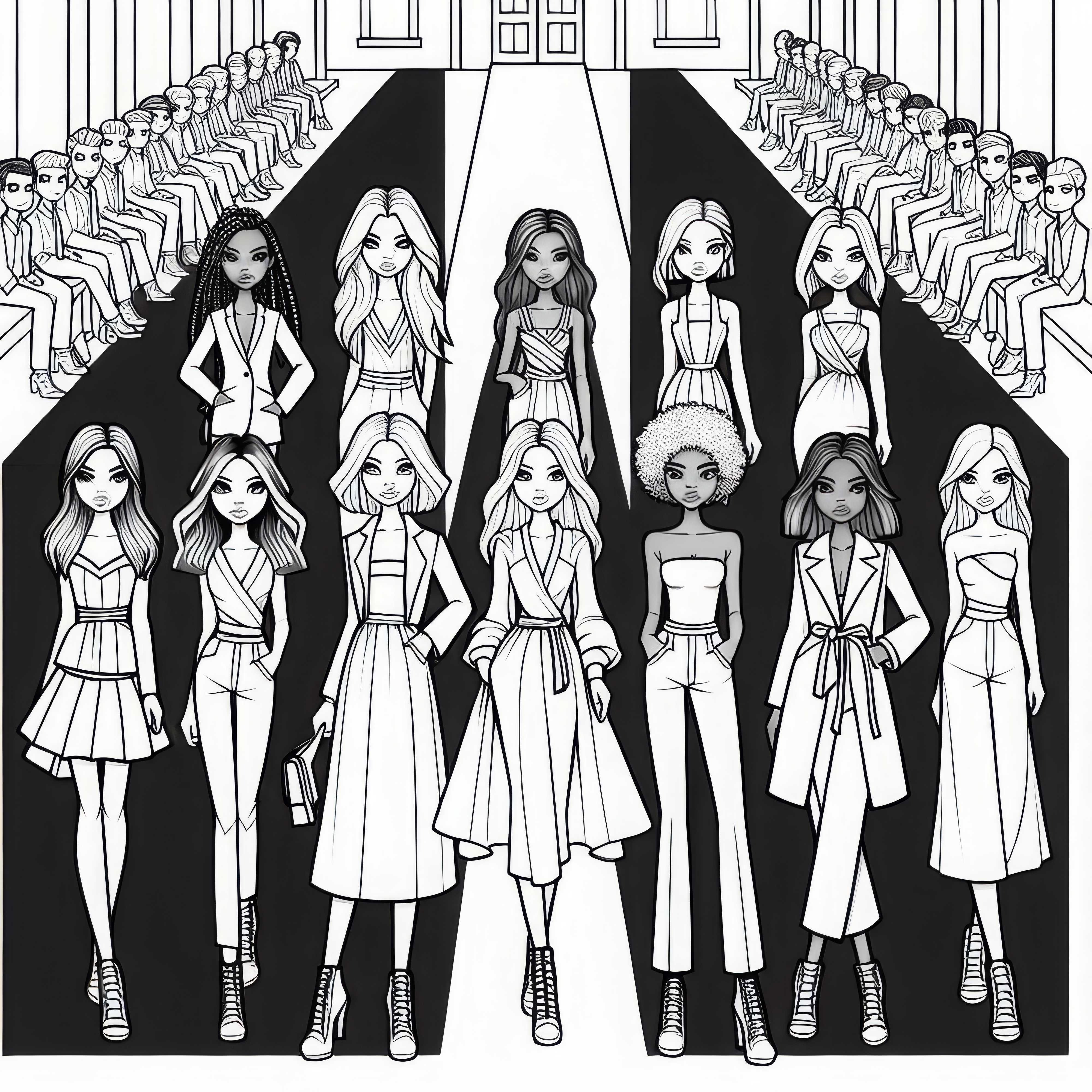 Catwalk with models as a coloring picture for free