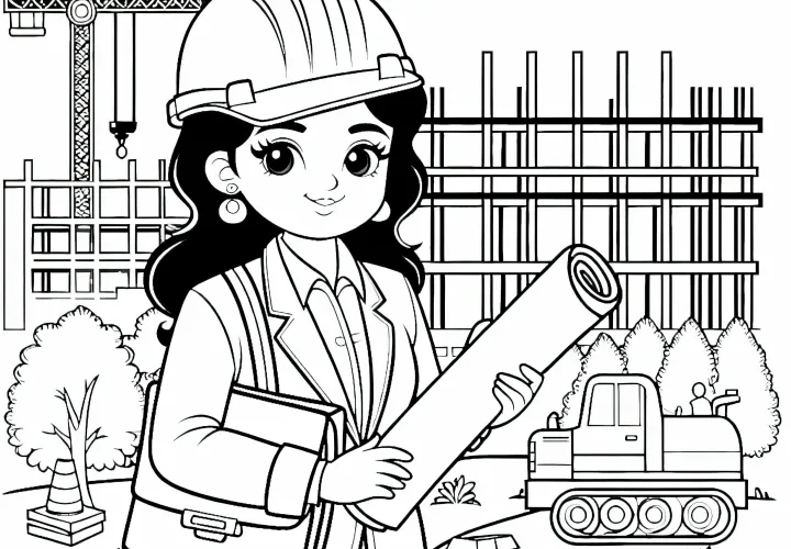 Predloga za barvanje in spletno barvanje za gradbeno inženirko