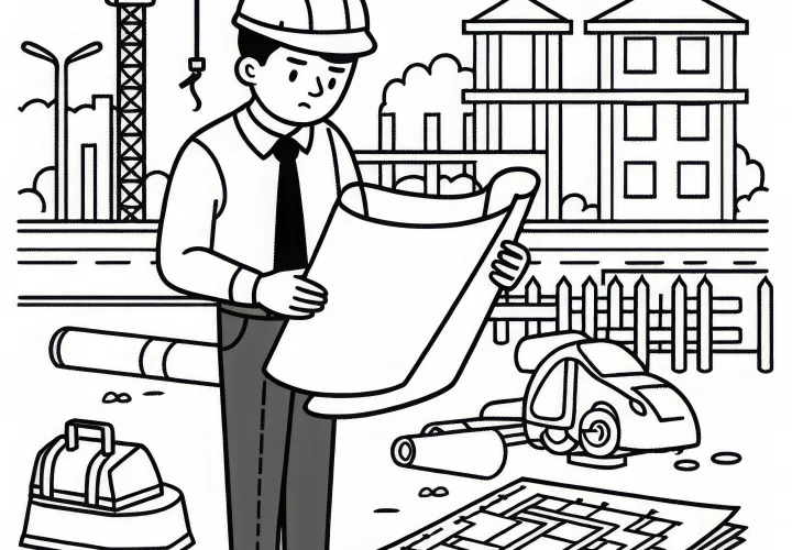 Gradbeni inženir preverja gradbene načrte na gradbišču – brezplačna pisalna predloga