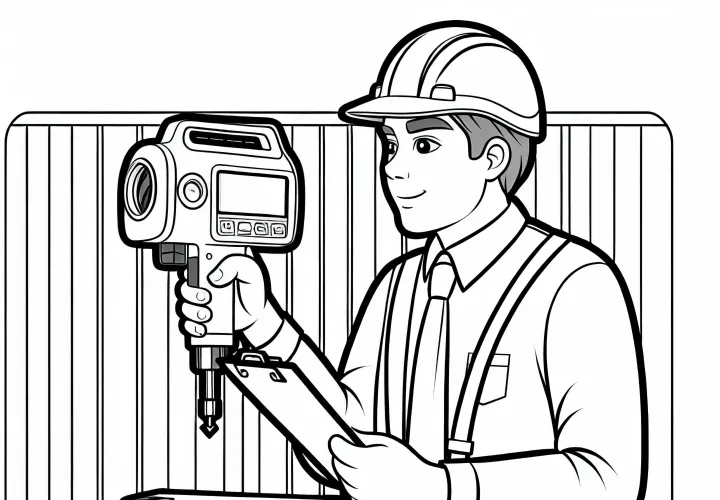 Gradbeni inženir meri z laserjem – brezplačna barvna predloga