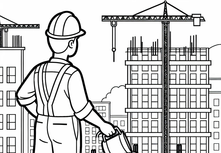 Bauingenieur auf Baustelle - Ausmalbild einfach kostenlos Bauingenieur auf Baustelle - Ausmalbild einfach kostenlos