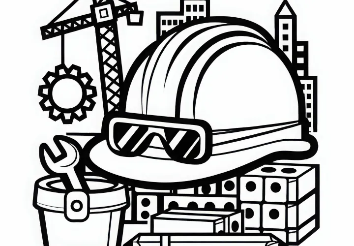 Brezplačno prenesite predlogo za barvanje gradbenega čelade za gradbenega inženirja