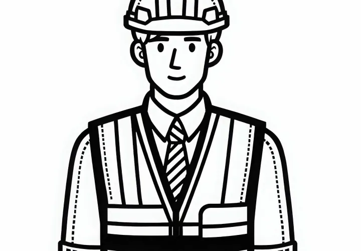 Brezplačno pobarvanko za varnostno jamo za gradbenega inženirja