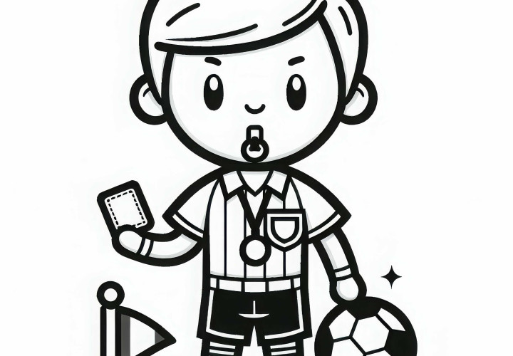 Template mewarnai wasit sepak bola gratis untuk diwarnai