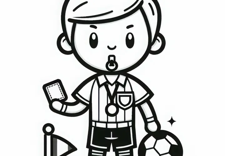 Kostenlose Malvorlage Fußballschiedsrichter zum Ausmalen