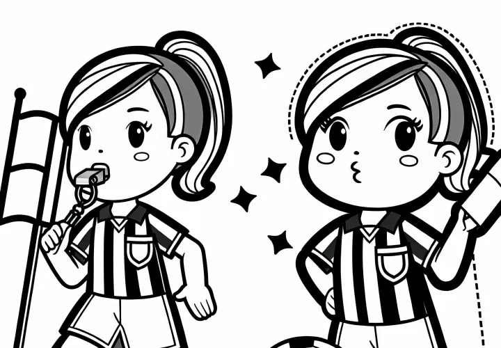 Ausmalbild eines Fußballschiedsrichters – Kostenlos herunterladen