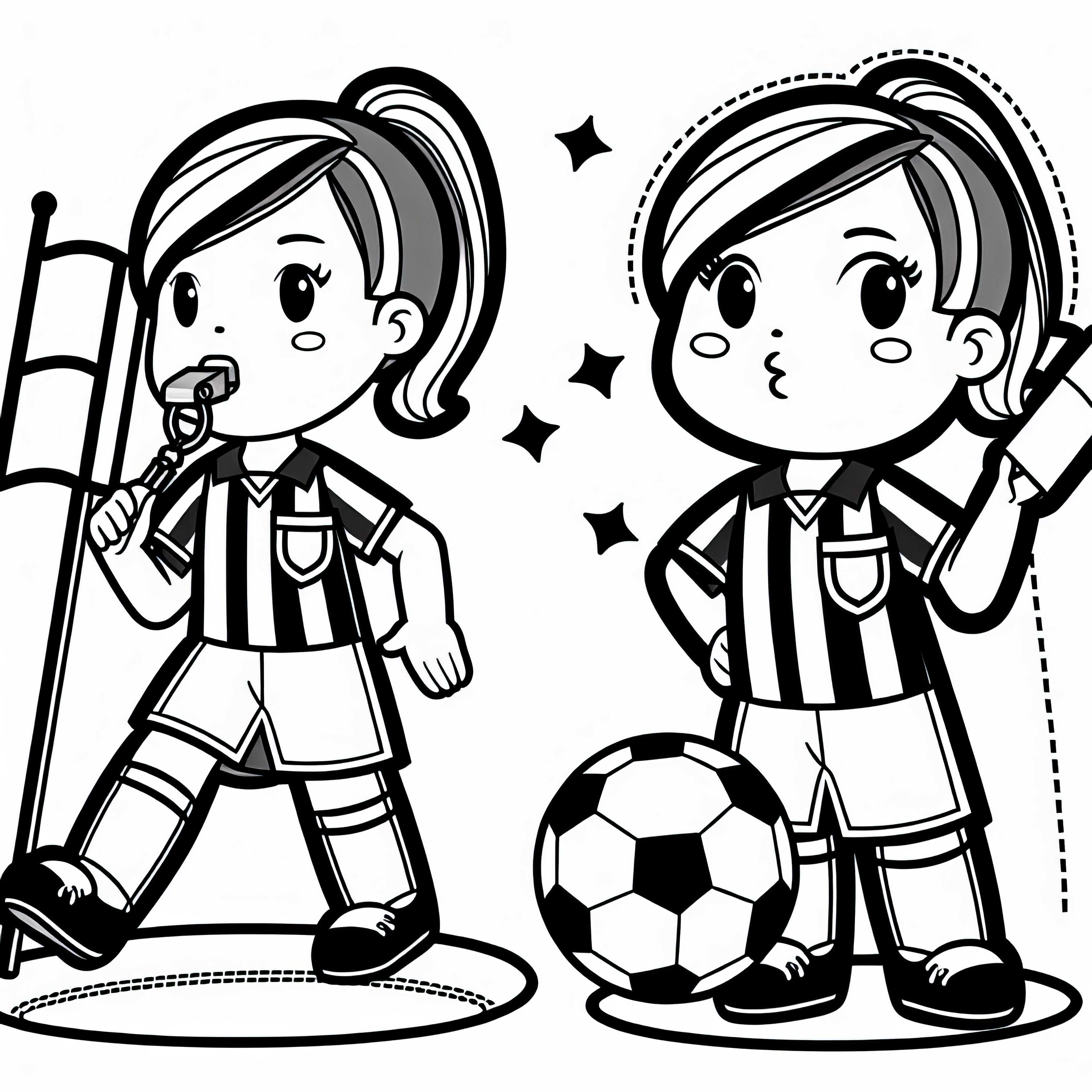 Gambar mewarnai seorang wasit sepak bola - Unduh gratis