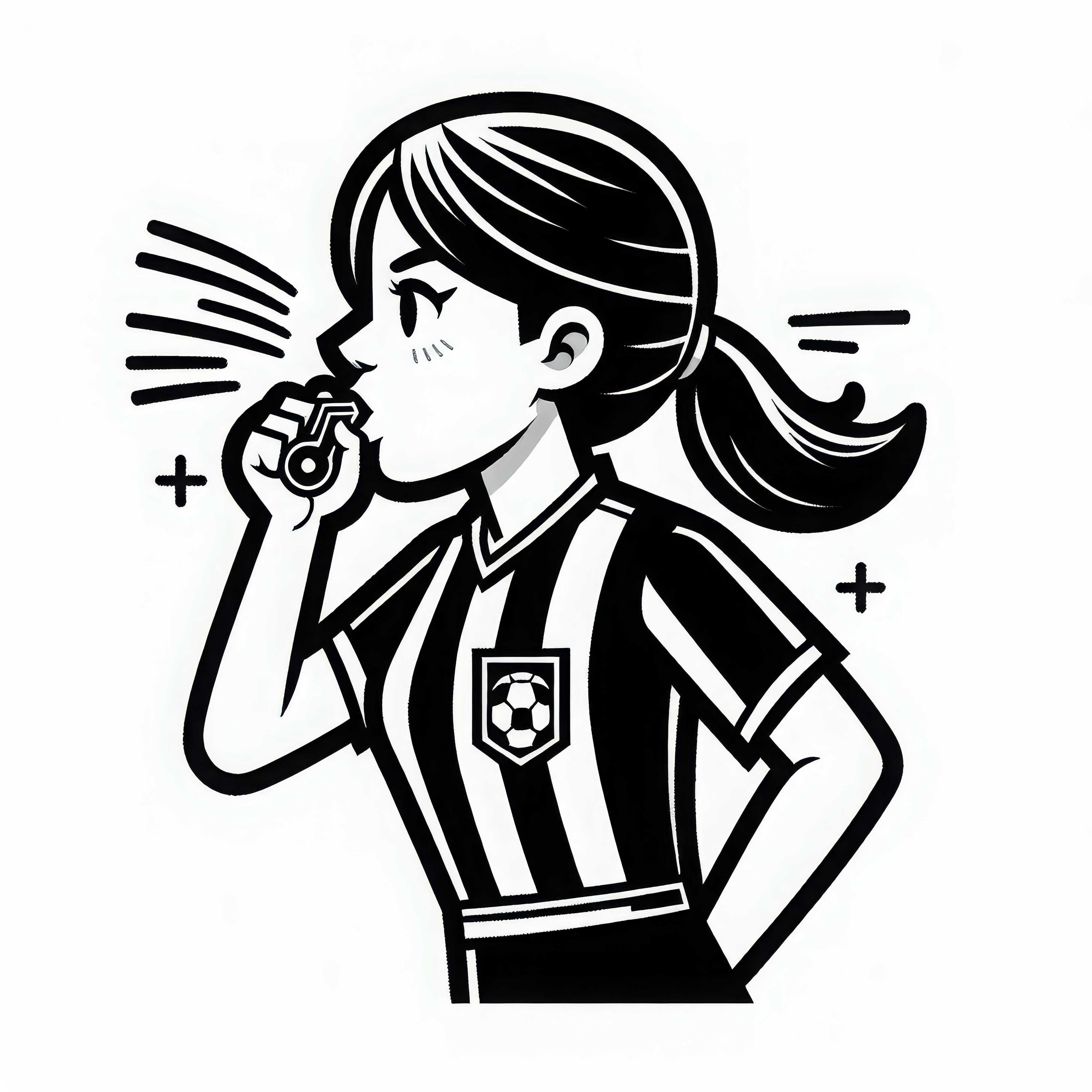 Wasit sepak bola membunyikan peluit tanda dimulainya permainan - Gambar untuk diwarnai gratis