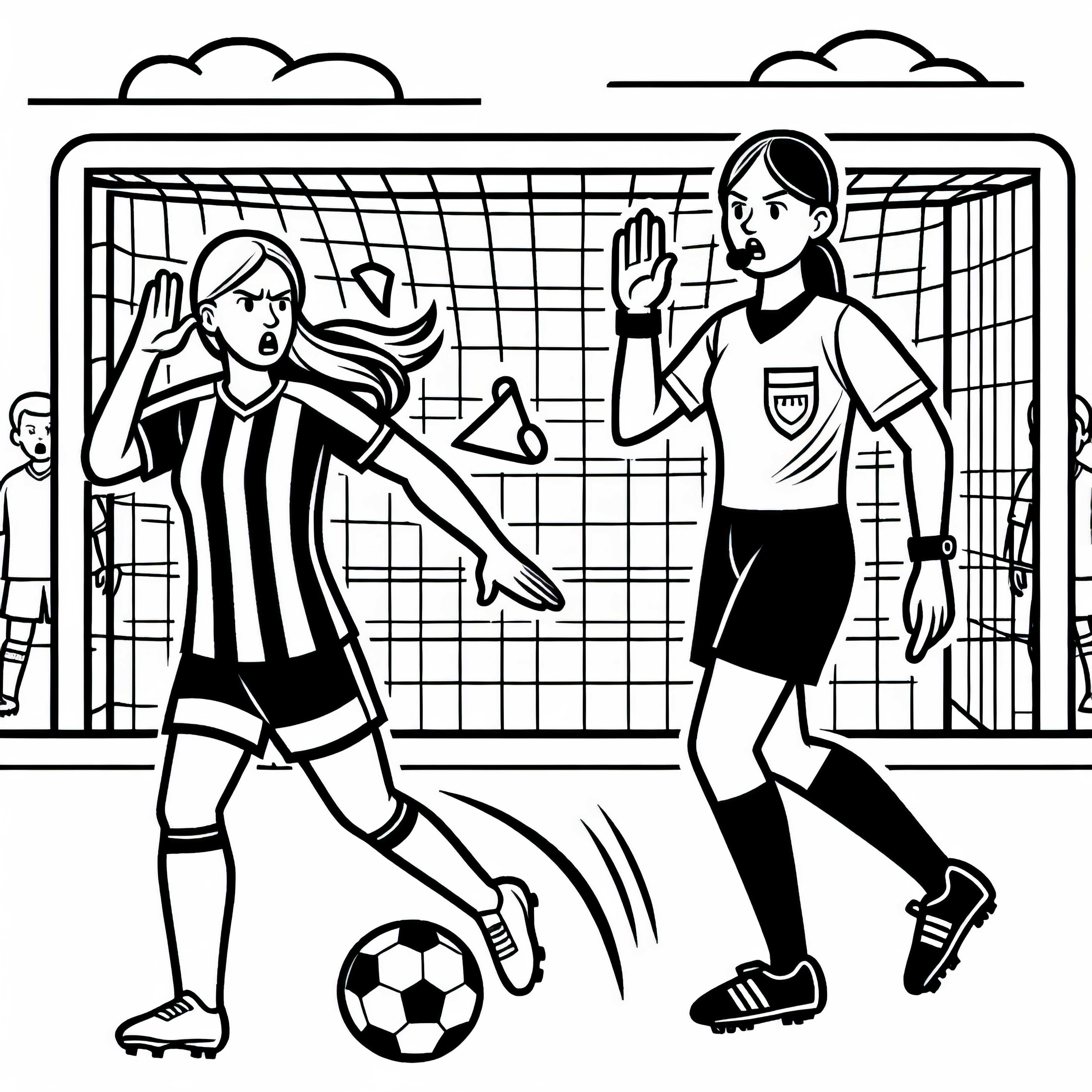 Wasit sepak bola menghentikan pertandingan - Gambar untuk diwarnai gratis