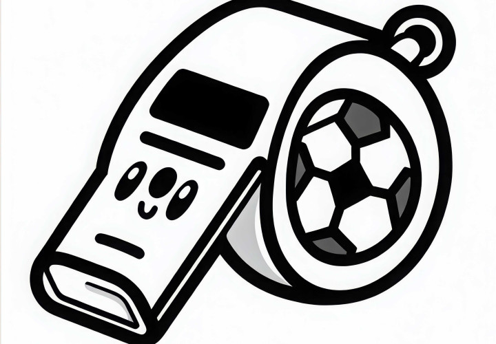 Peluit wasit sepak bola - Template mewarnai gratis
