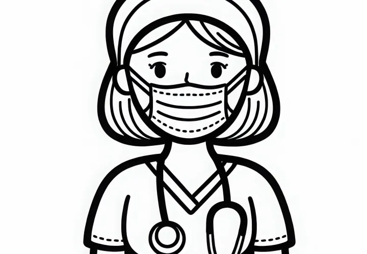 Ausmalbild einer Chirurgin – Kostenloses, einfaches Motiv