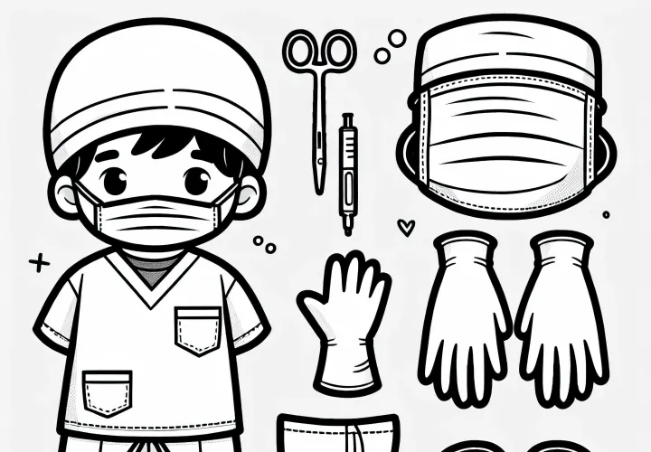 Sterile OP-Kleidung für Chirurgen als Ausmalbild zum kostenlosen Download