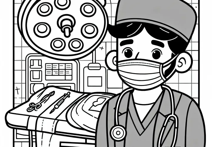 OP-Saal mit Chirurg Malvorlage gratis