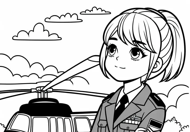 Helikopterpilotinde farvelægningsbillede gratis til download