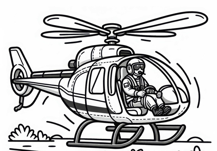 Hubschrauberpilot hebt ab von Landeplatz – Malvorlage kostenlos Hubschrauberpilot hebt ab von Landeplatz – Malvorlage kostenlos
