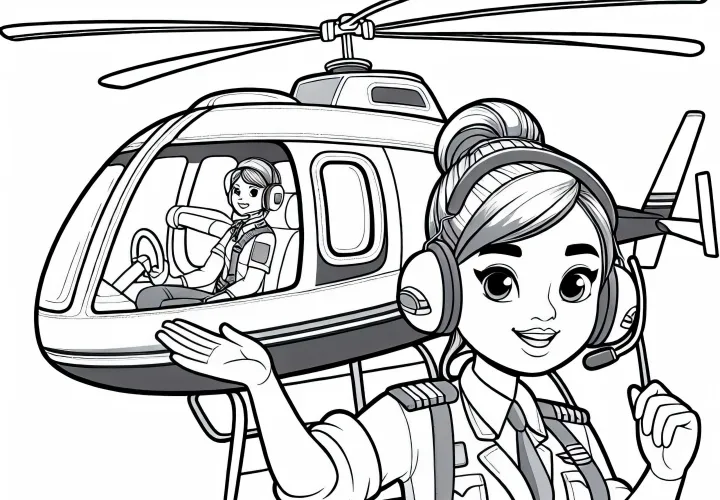 Helikopterpilotinde giver signal til afgang - Malebillede gratis