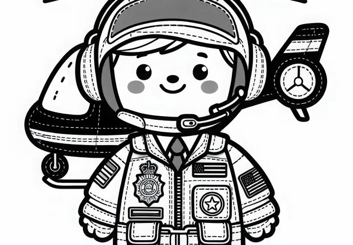 Helikopterpilots overall med mærker – Malebillede enkelt gratis