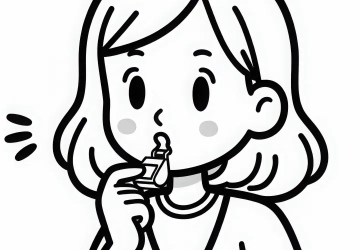 Sportlehrerin pfeift den Start eines Wettkampfs an – Ausmalbild gratis