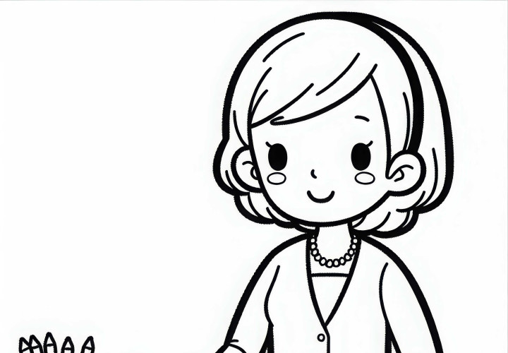 Disegno da colorare per maestra d'asilo - Motivo gratuito da stampare e colorare online