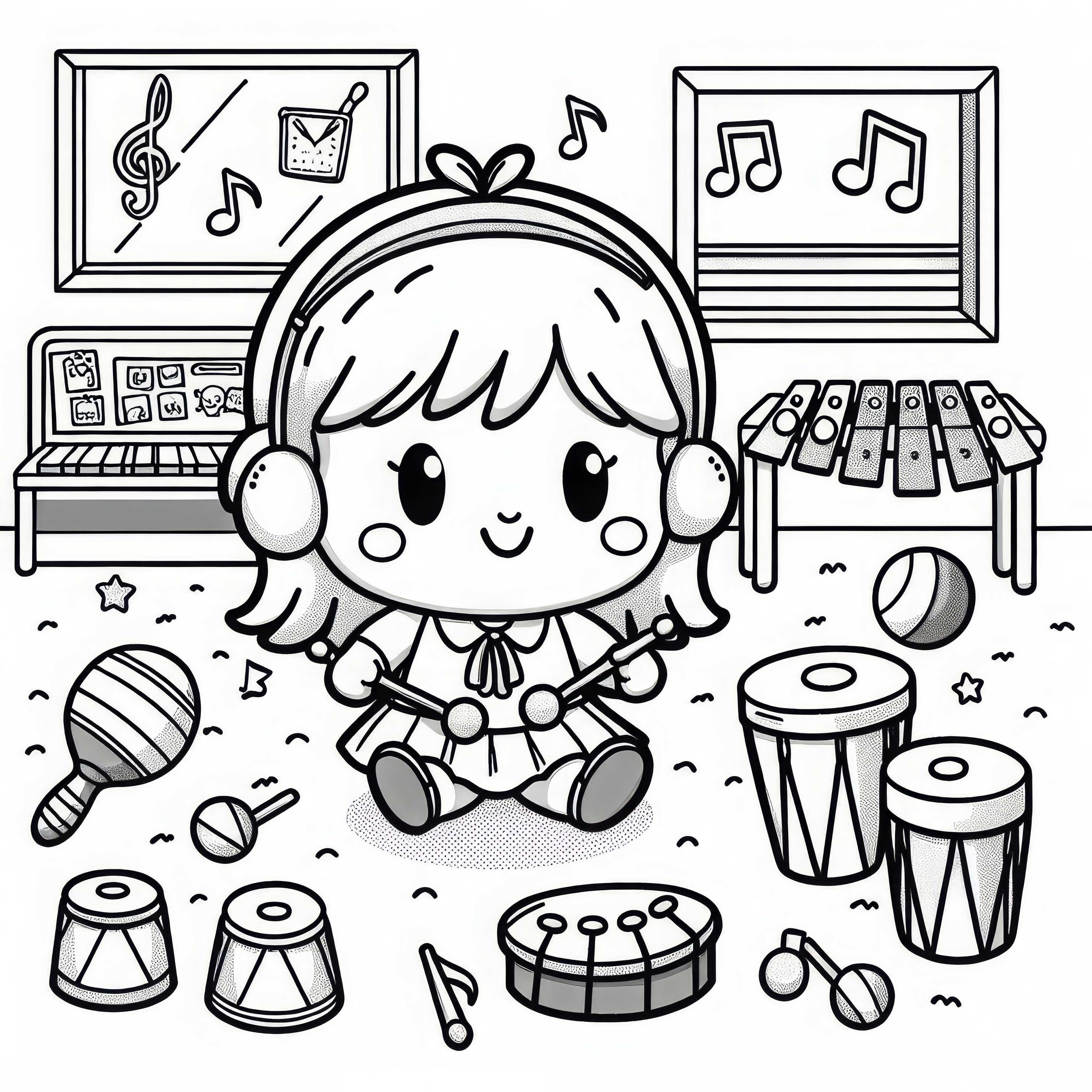 Strumento musicale all'asilo disegno da colorare gratuito